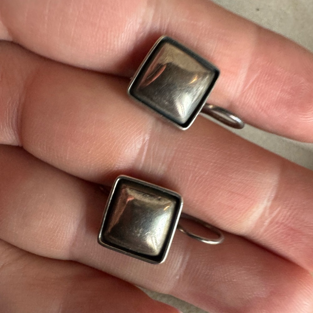 Vintage Sterling Silver Square Dangle Earrings 4g